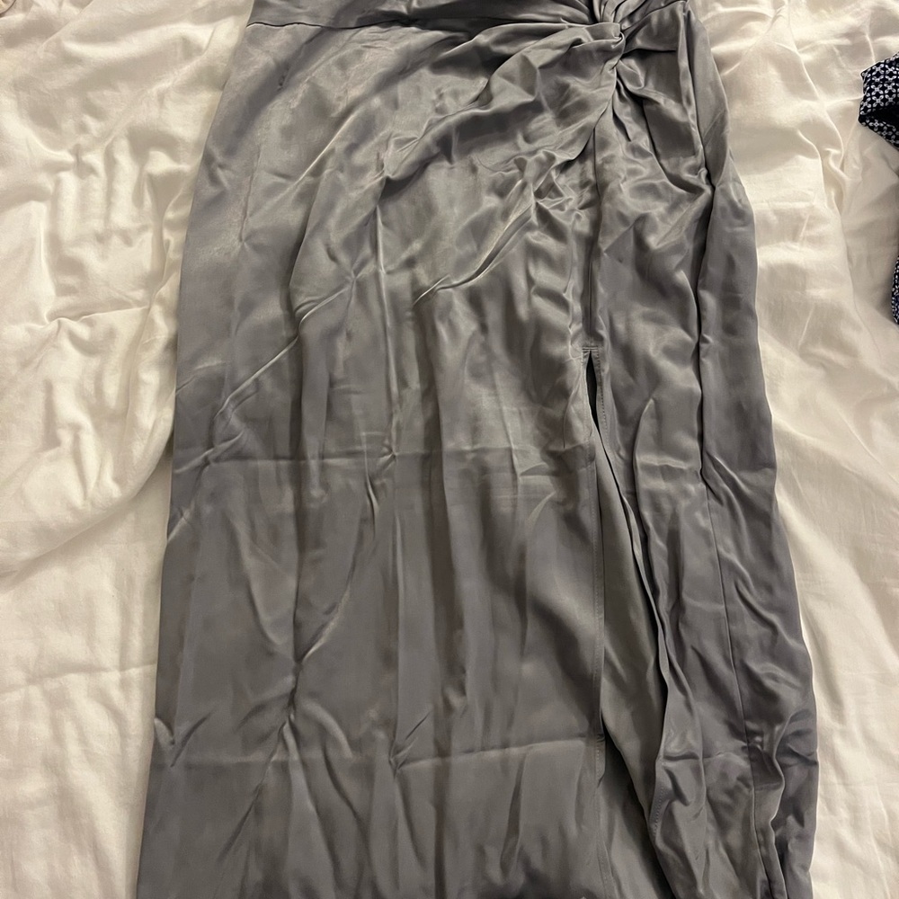 Elegant Gray Satin Skirt